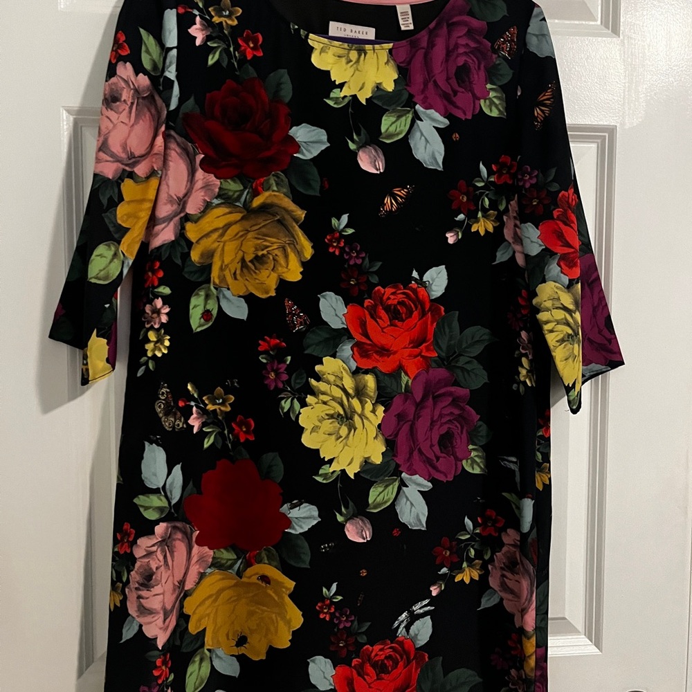 Ted Baker Black Floral Midi Dress